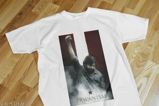 Pawan Kalyan printed polycotton round neck half sleeves T-shirt for men - ultra soft, comfortable, lightweight, machine washable apparel from India