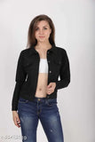 Solid denim long-sleeve jacket by Flying Girls, trendy women's denim from India