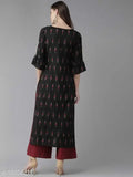 Rayon Kashvi Kurta set with palazzo bottoms, printed net, three-quarter sleeves - Indian fashion