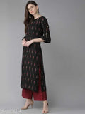 Rayon Kashvi Kurta Sets with printed net palazzos, three-quarter sleeves, Indian fashion