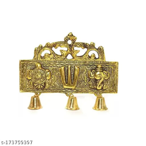 Antique brass Tirupati Shankh Chakra Namah Yantra decorative showpiece, 18cm x 15cm x 2.5cm, ideal for home, office, or gifts