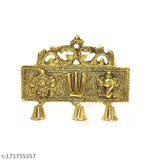 Antique brass Tirupati Shankh Chakra Namah Yantra decorative showpiece, 18cm x 15cm x 2.5cm, ideal for home, office, or gifts