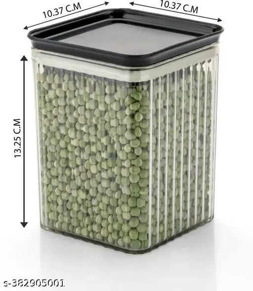Airtight plastic square containers with white interiors, ideal for kitchen storage or groceries