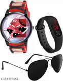 Red sports watch with black strap and digital display