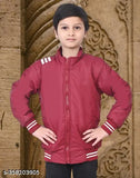 Red and white striped jacket with zip closure, long sleeves, and buttoned cuffs. For boys