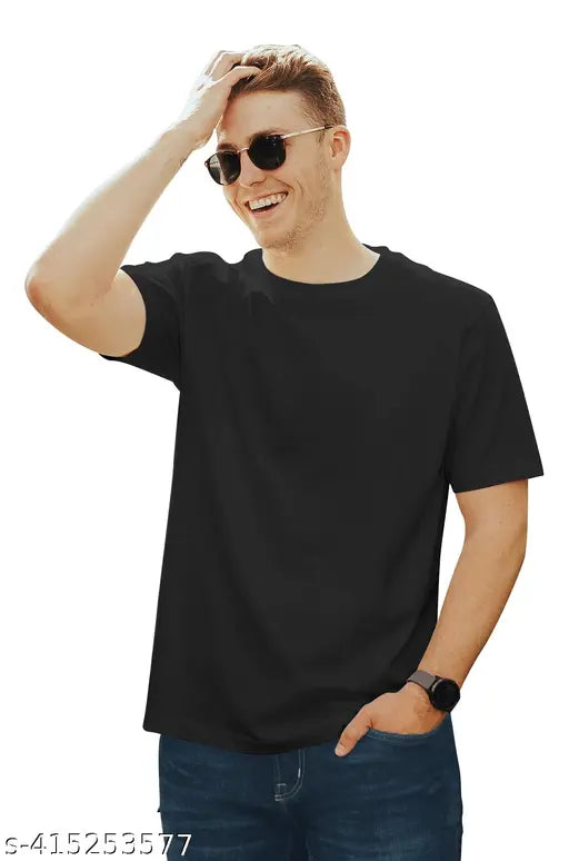Pure cotton round neck half sleeve solid T-shirt, 100% combed cotton, perfect for casual or party wear