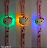 Colorful Hello Kitty kids' digital watch with interactive music, protective face cover, LED flashing lights, color finish, and LCD dial. Perfect birthday gift for girls