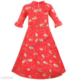 A red kaftan with a metallic belt detail