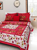 Jaipuri printed cotton double bed sheets combo pack (2 queen size bedsheets + 4 pillow covers), vibrant Indian design on display