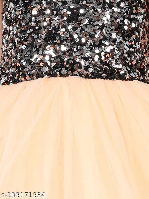 Gold net hilow dress, embellished for kids party wear, 1-12 years sizes available