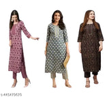 Women's printed top & bottom set, three-quarter sleeves, size options available, Indian ethnic wear
