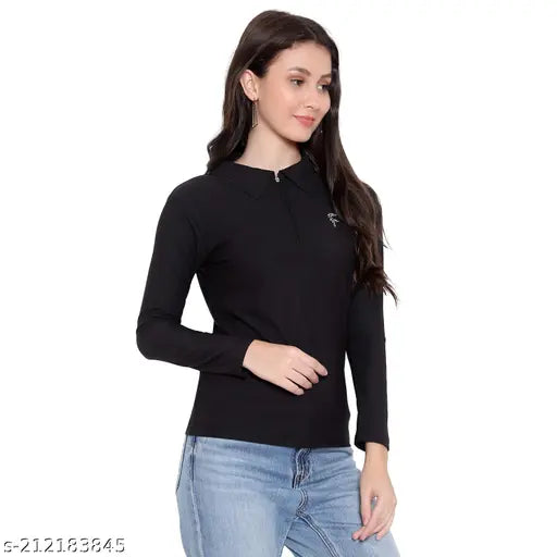 Lycra solid full-sleeve t-shirt for women and girls, India-made, long sleeve fashion top