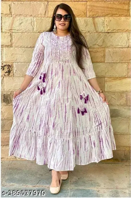 Rayon tie-dye gowns, Sre Shyam New Jaipuriya, three-quarter sleeves, party wear for women & girls
