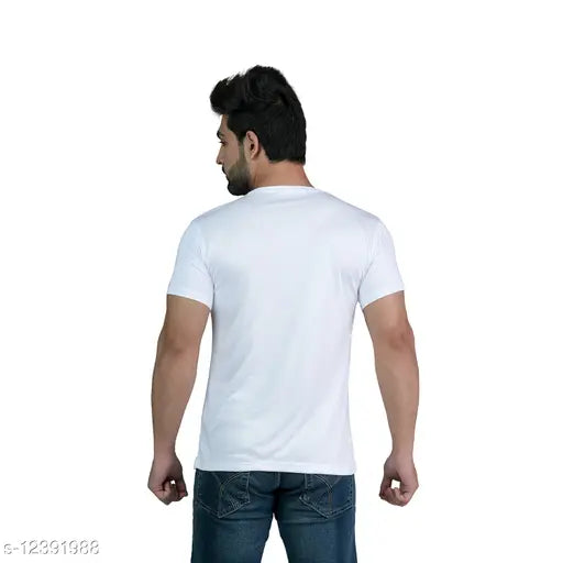 Leebonee men's polyester Dry-Fit T-shirt, solid color short sleeves, sizes M-4XL, made in India