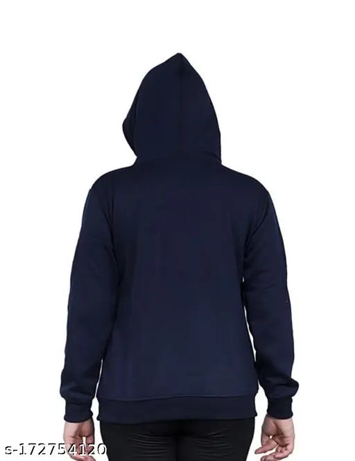 Women's long-sleeve solid navy huddy jacket, size S (34in bust, 25in length) from India