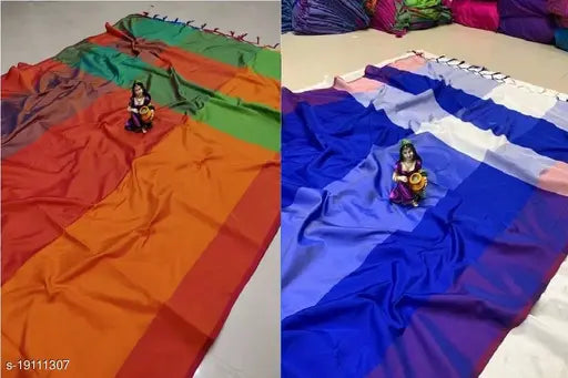 Multicolored silk saree with pallu