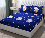 Double cotton bedsheet with all-round elastic, 2 pillow covers, superfine quality for summer - India