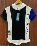 Cotton blend Saltlake men's half sleeve hoodie, affordable and high-quality, perfect for parties and casual wear - short sleeves, printed design, size M (38in chest, 26in length)