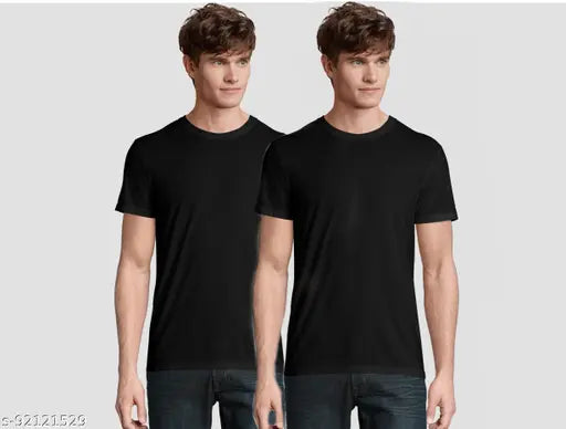 Premium quality cotton T-shirts for men, solid color, short sleeves - India origin