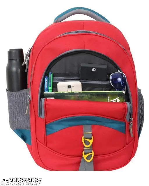 Large 45L waterproof polyester laptop backpack, ample storage for school & college essentials. Adjustable straps for comfortable carrying. Perfect for students from Class 5th to 10th. Made in India