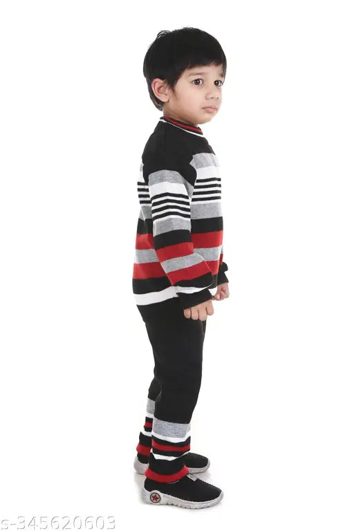 Multicolor striped woolen sweater for boys with full sleeves, soft and comfortable for winter wear