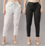 Printed cotton casual trouser for women - regular fit, 2 sizes available: 38"/27", 40"/28", 42"/29
