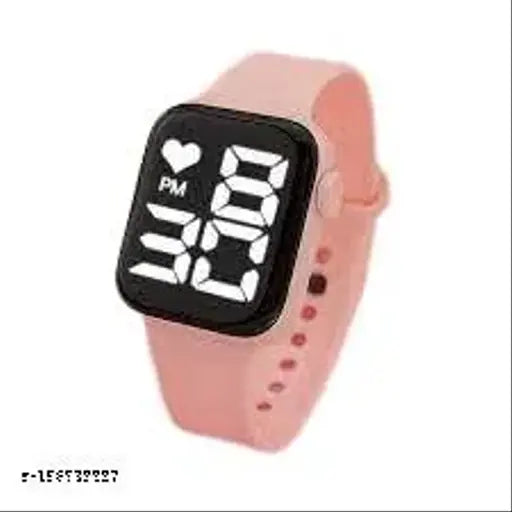Dual tone digital sports watch with square face, heart rate monitoring and multi-functional features