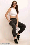Black lycra stretchable women's cargo pants with wide legs and beggi cargo style, new arrival