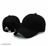 Stylish men's black wool baseball cap (solid), cotton fabric, onesize, pack 1 from India