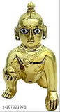 Brass Krishna idol with Shringar set, 2 dresses & accessories, handcrafted in India for Laddu Gopal Ji devotion