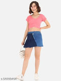 Denim colorblocked blue skirt for women, THE DRY STATE brand, India-made