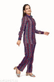 Crepe night suit set for women in printed design, ideal for lounge and sleepwear