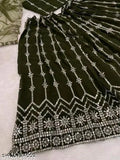 Embroidered Georgette women's choli and net dupatta set, semi-stitched with 43in waist lehenga, India