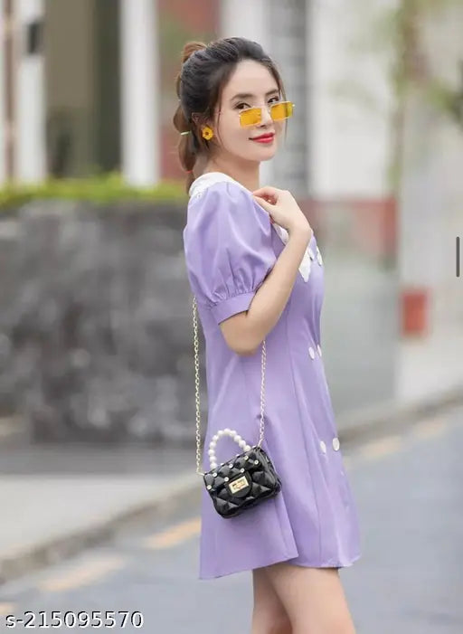 Purple pearl fabric sling bag for women, crossbody style