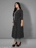 Trendy women's black and white checkered anarkali kurti