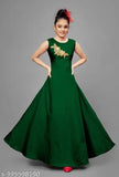 Green solid round neck ethnic gown for kids by Bold Born Kids, sleeveless, suitable for ages 2-8 years, Indian origin
