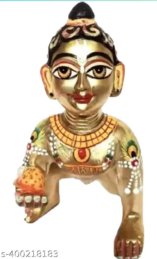 Ashtadhatu brass Krishna idol, intricately designed & painted, 2-inch height Indian artisan crafted figure
