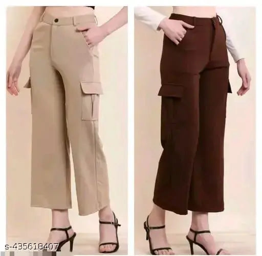 Cream and brown combo Lycra net pant by HANIYA, Indian fashion for women size 26, 28, 30, or 32 with waist size 26-32in, length size 35-37in, hip size 35-37in