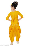 Embellished A-line Rayon kurti and dhoti set for girls, Indian party wear kids dresses
