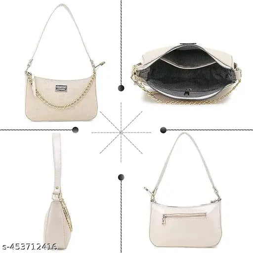 Trendy travel slingbag in white, cloud shape design with metal accents