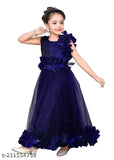 Silk and net embellished ethnic gown dress for girls, stylish round neck, sleeveless, Indian origin
