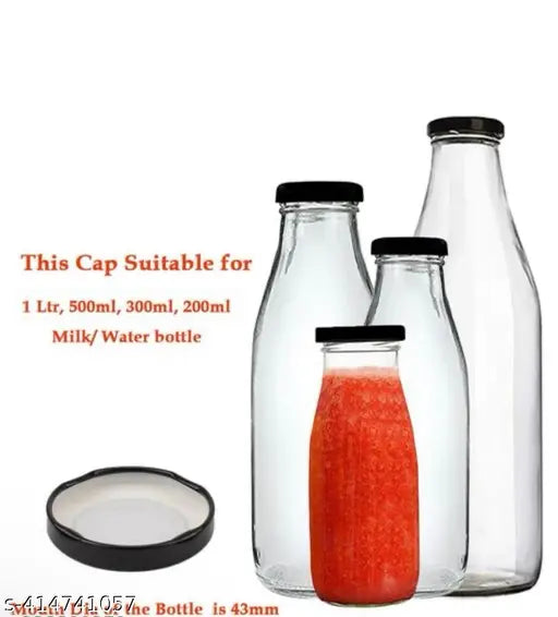 Metal lug caps, pack of 6, black color, for glass bottles - leak-proof, suitable for various containers