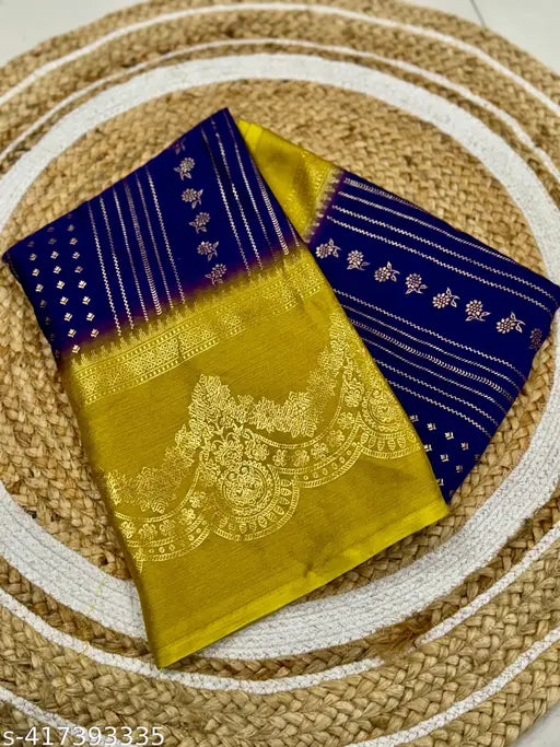 Yellow and blue traditional Indian saree