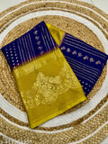 Yellow and blue traditional Indian saree