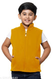 IndiWeaves boys solid fleece warm sleeveless jacket, pack of 1