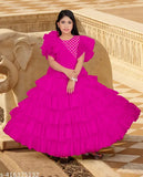 Star70 kids' printed net gown, three-quarter sleeves, sizes 5-16 years, Indian origin