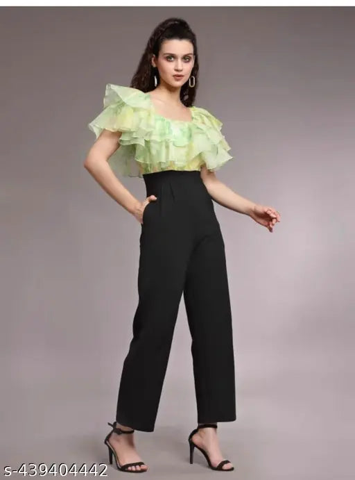 Green Lycra jumpsuit with short sleeves, dyed/washed pattern. Women's size S-XXL, made in India