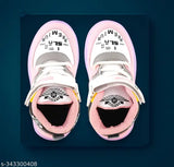 Pink Kids Led Shoes with Velcro Closure, Lightweight, Outdoor Sports Shoes