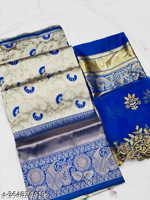 Unstitched kanjivaram silk pattu pavadai for girls, traditional half-saree in ethnic motif design, free size (44m waist, 46m length, 2m dupatta), India origin