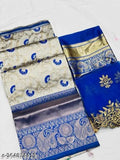 Unstitched kanjivaram silk pattu pavadai for girls, traditional half-saree in ethnic motif design, free size (44m waist, 46m length, 2m dupatta), India origin